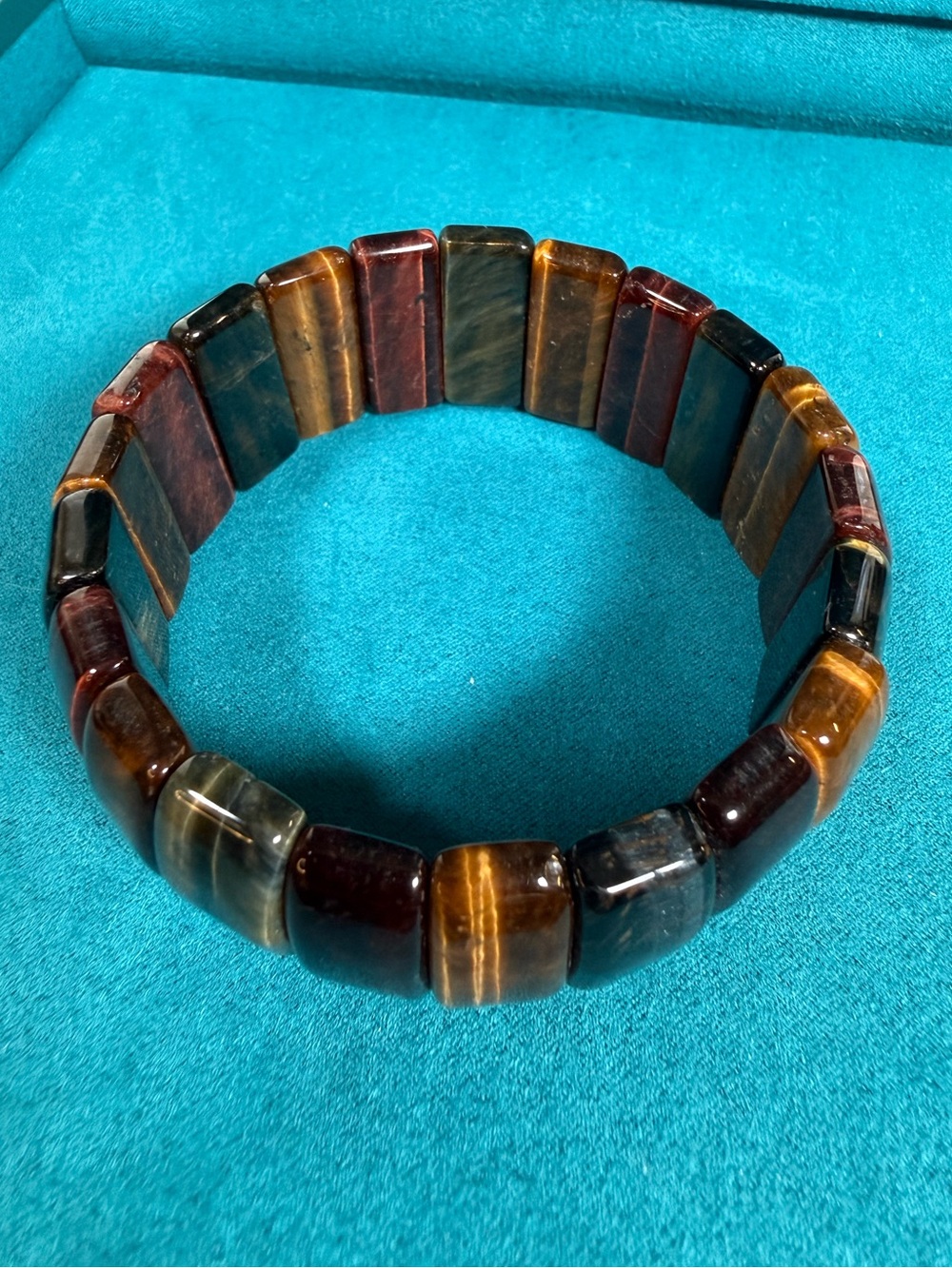 Natural Multi-Color Tiger’s Eye Gemstone Stretch Bracelet